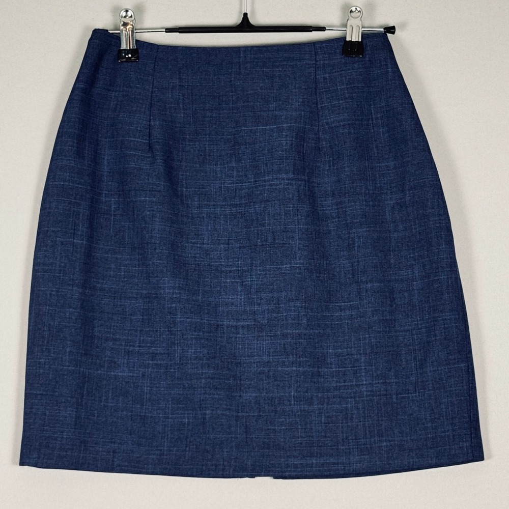 Victoria Ashley Pencil Skirt Women 3/4 Blue Excellent Vintage 90s Y2K Textured